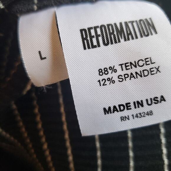 REFORMATION BLACK WHITE STRIPPED DRESS SIZE LARGE - Picture 2 of 6